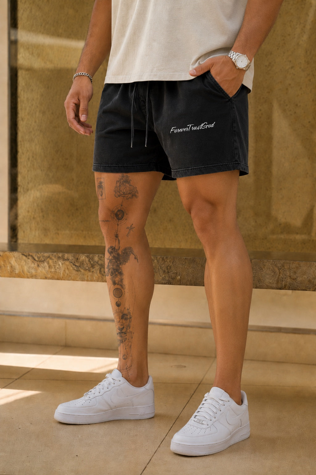 Forever Trust God Shorts Black