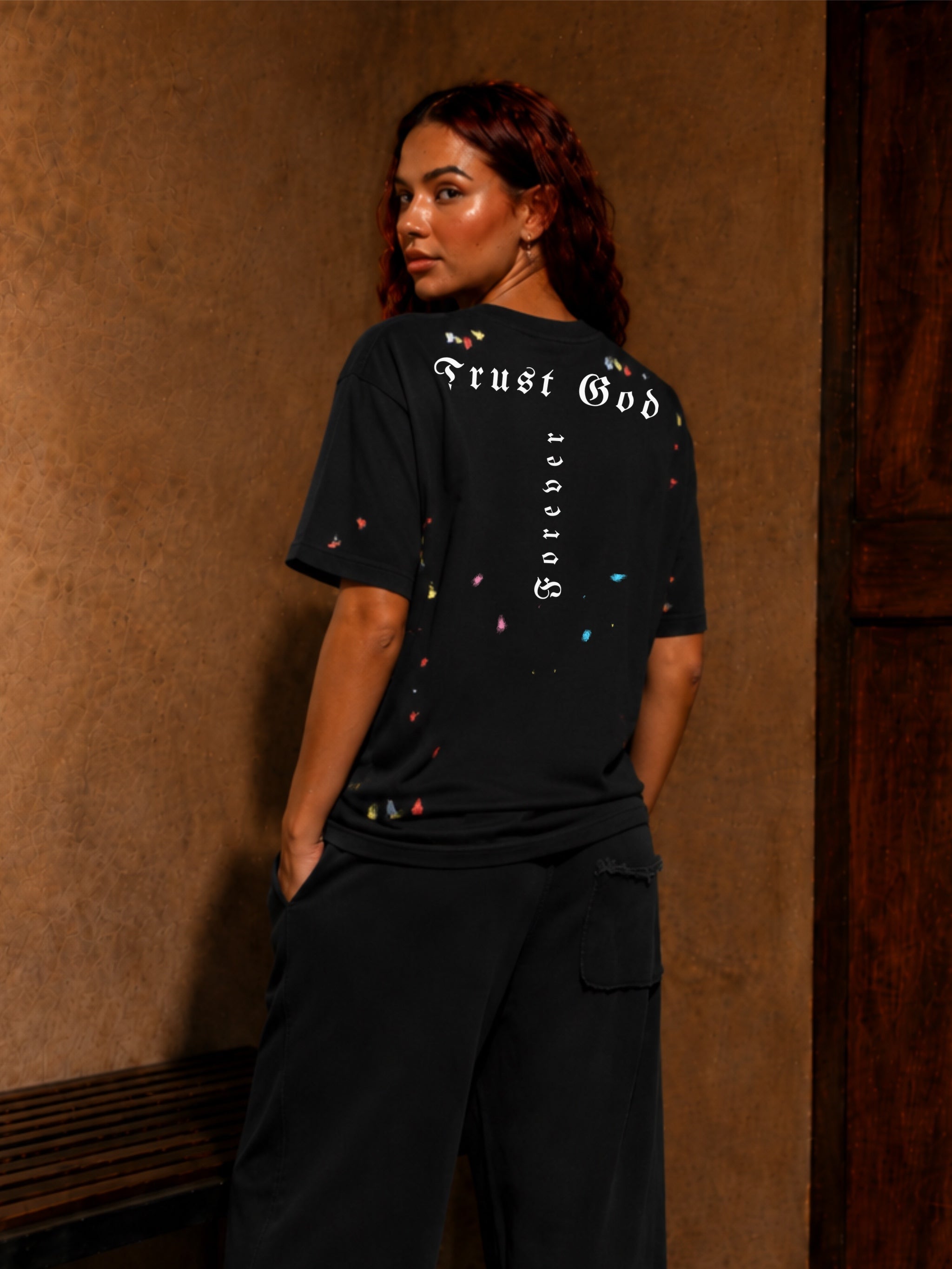 Trust God Paint Spatter Black