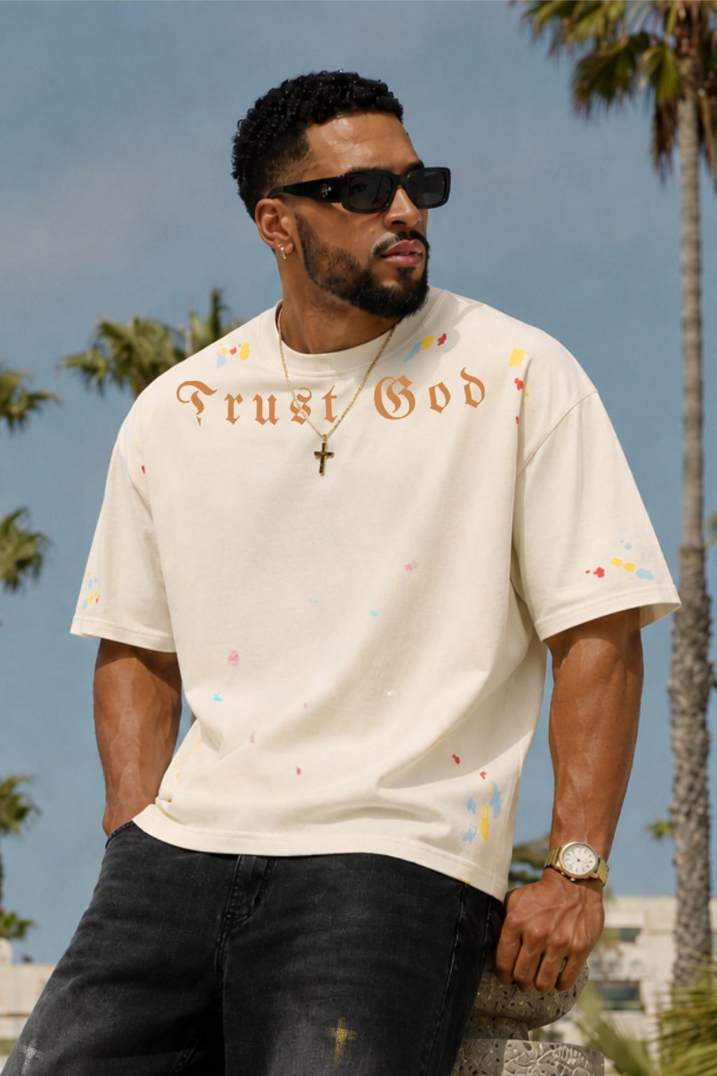 Trust God Paint Spatter Cream