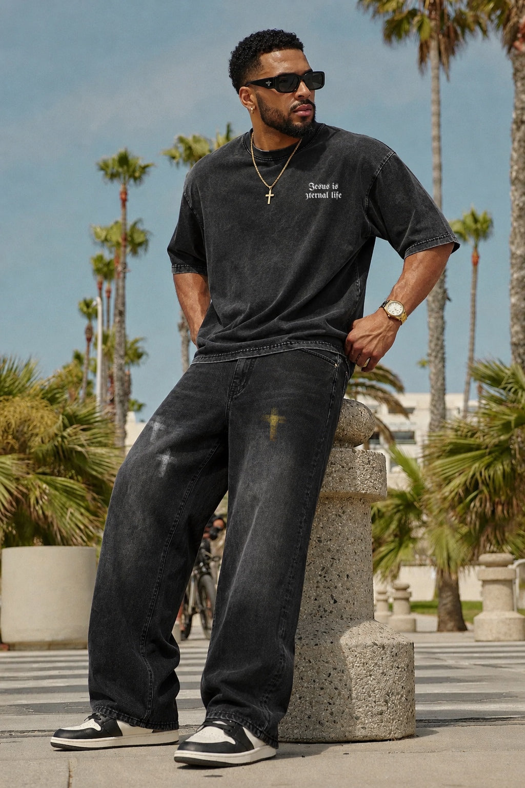 Crosses Baggy Jeans Black