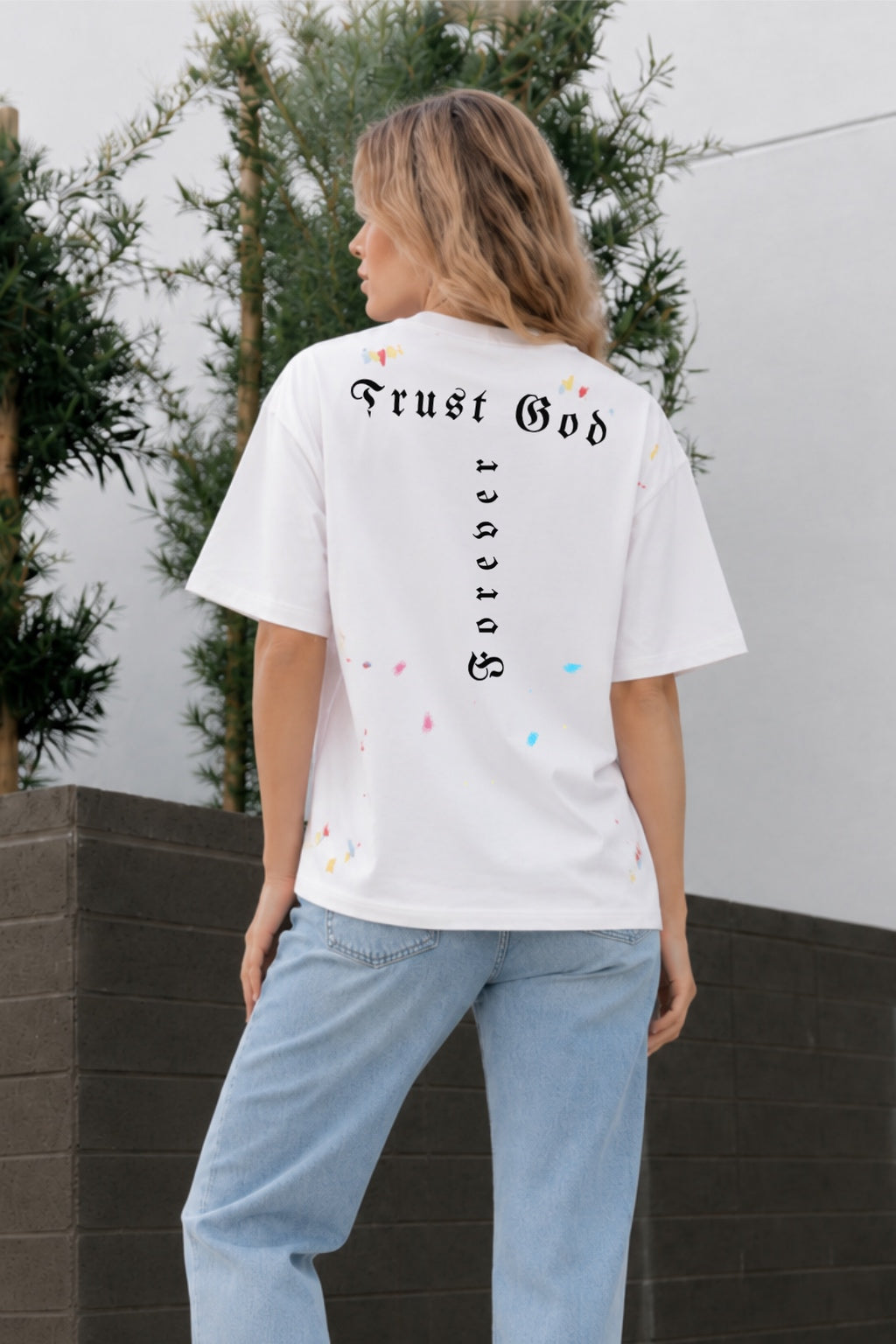 Trust God Paint Spatter White