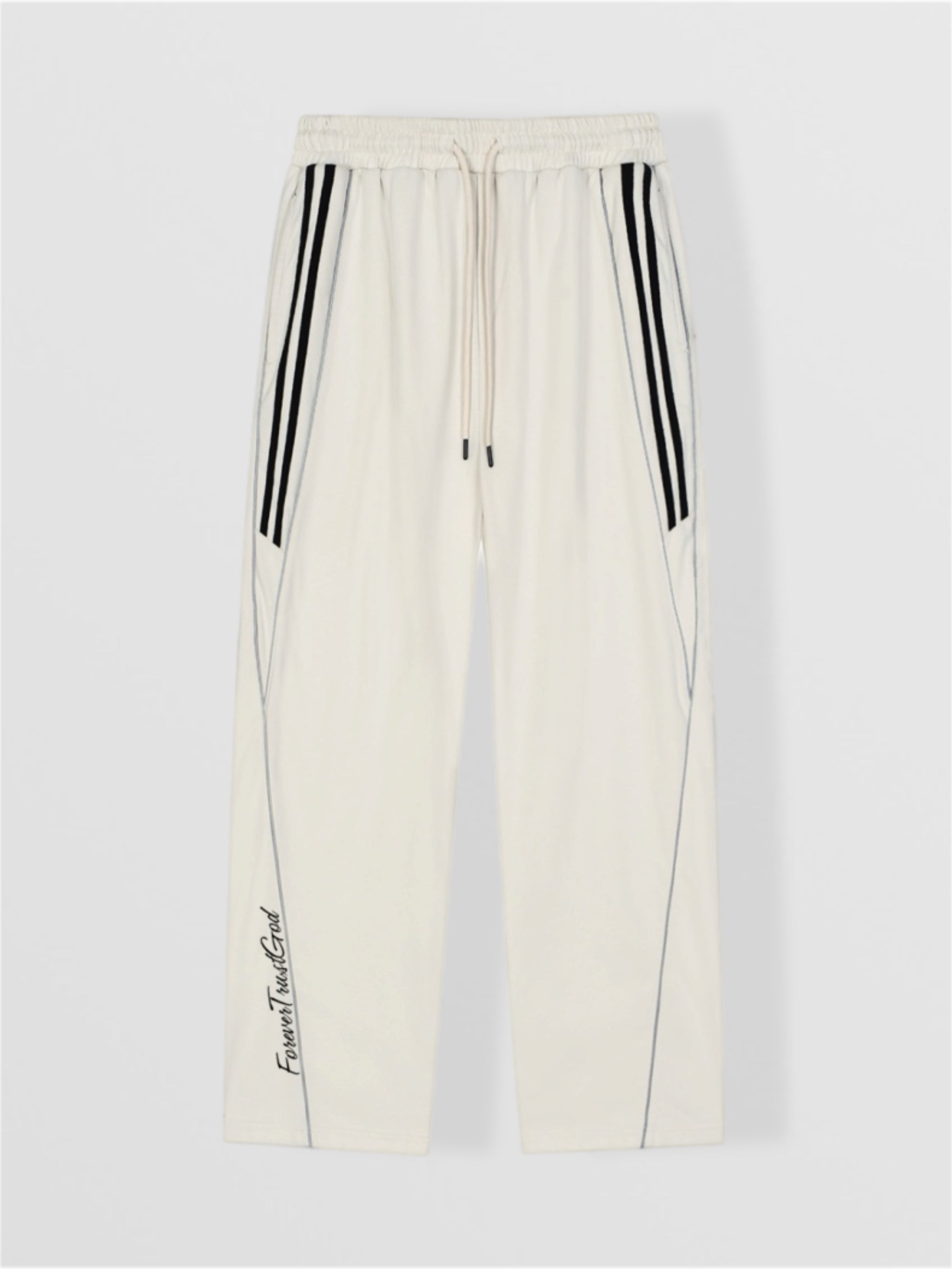 Reflection Striped Straight-Leg Sweats White