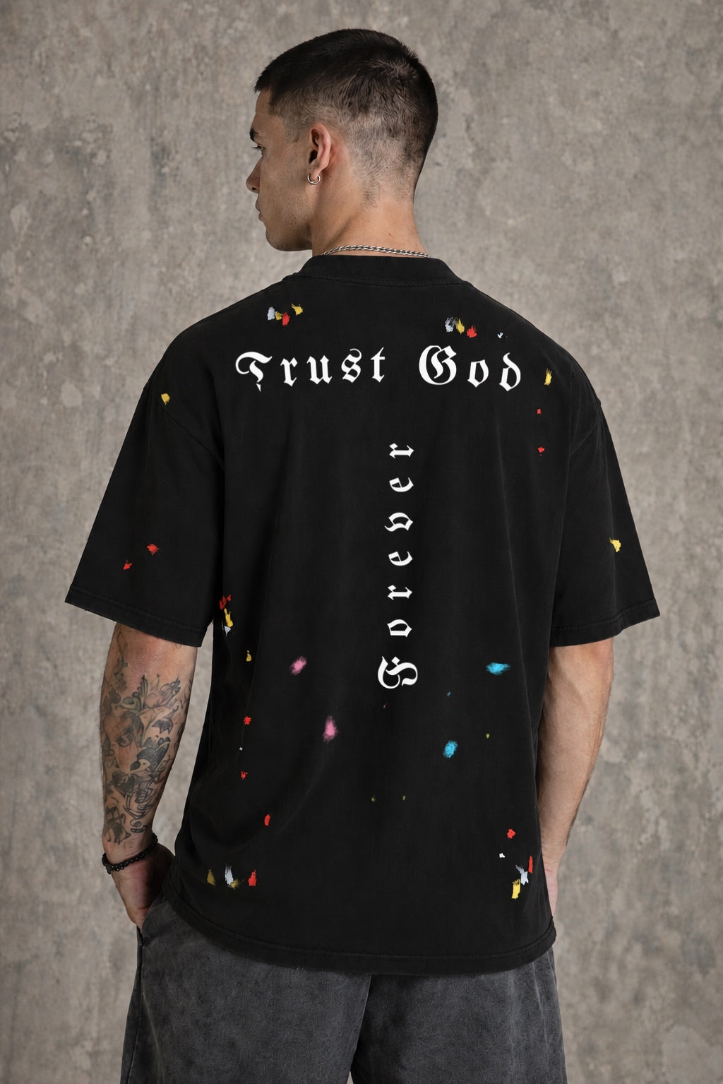 Trust God Paint Spatter Black