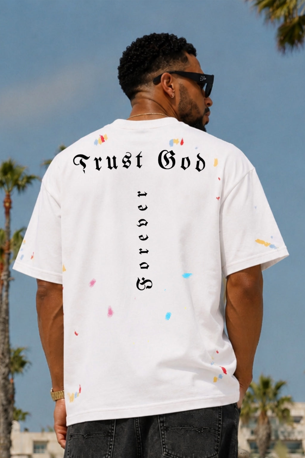 Trust God Paint Spatter White
