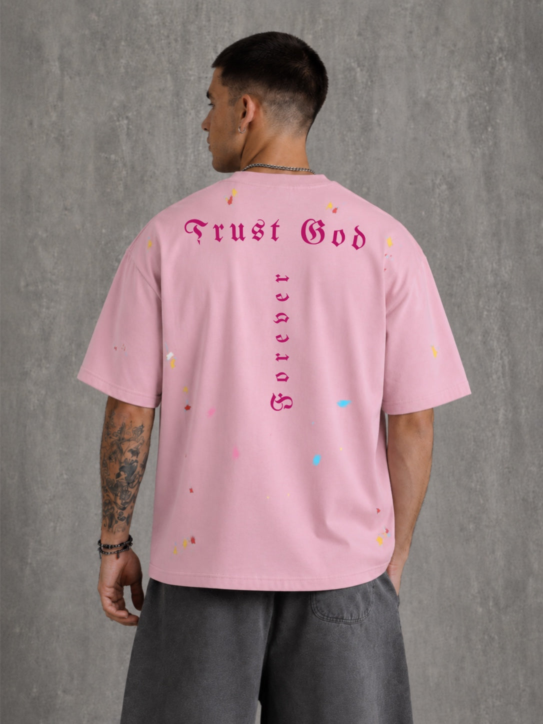 Trust God Paint Spatter Pink